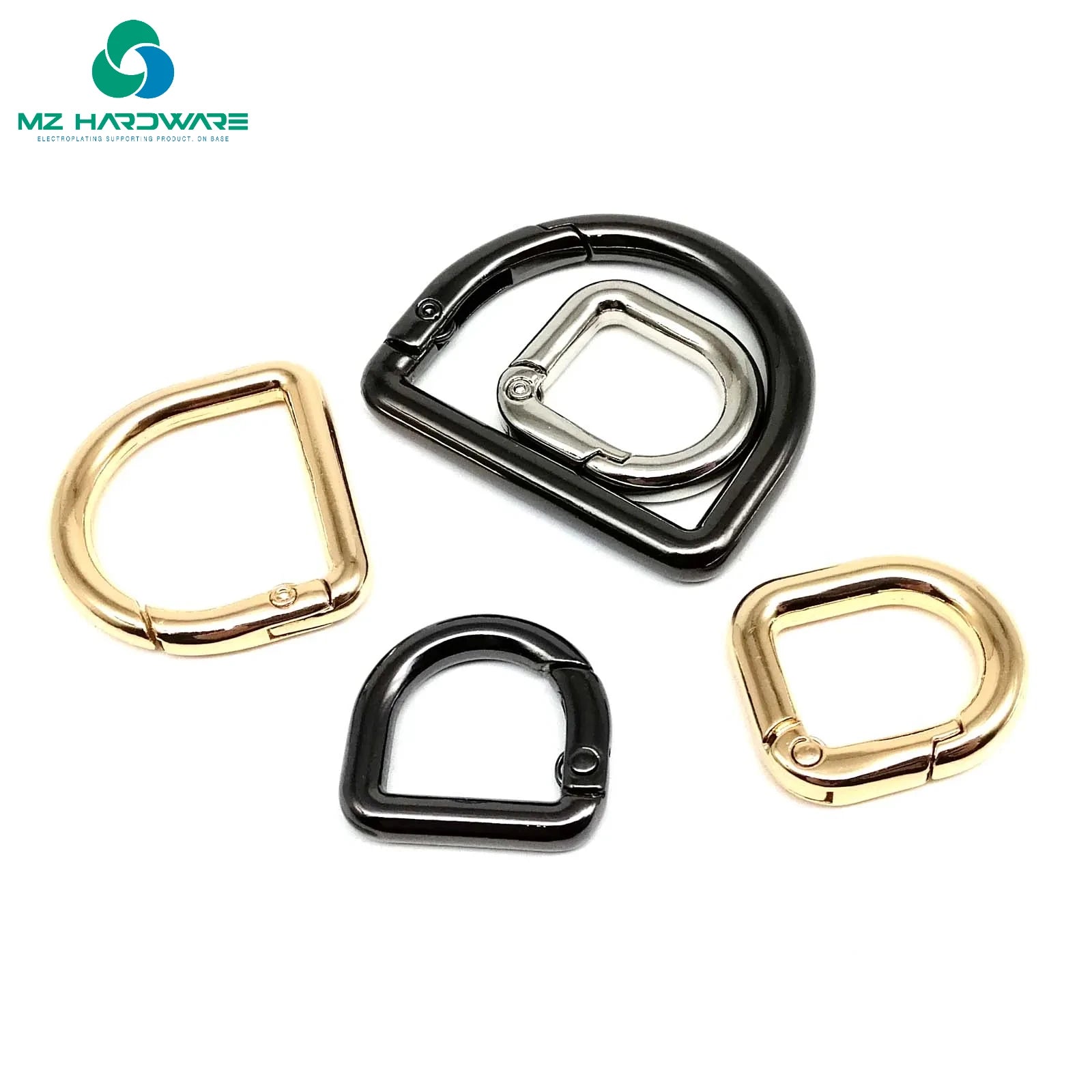MZ D-shaped Spring Ring Open Buckle Carabiner Snap Clip Hook for Leather Bag Handbag Belt Strap Connector Key Dog Chain Findings