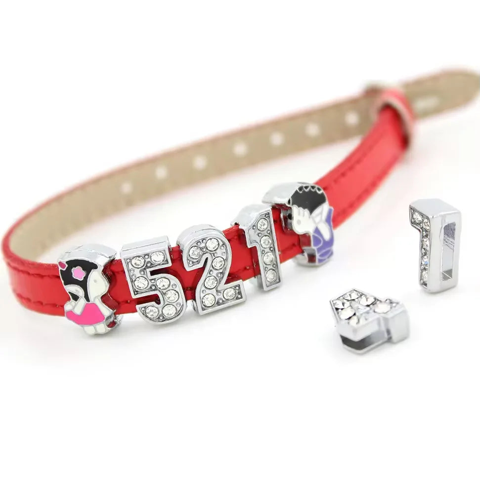 Hot Selling Rhinestone Slide Bracelet Letter Diy Jewelry Accessories Slide Letters Bling Letter for Dog Collarss