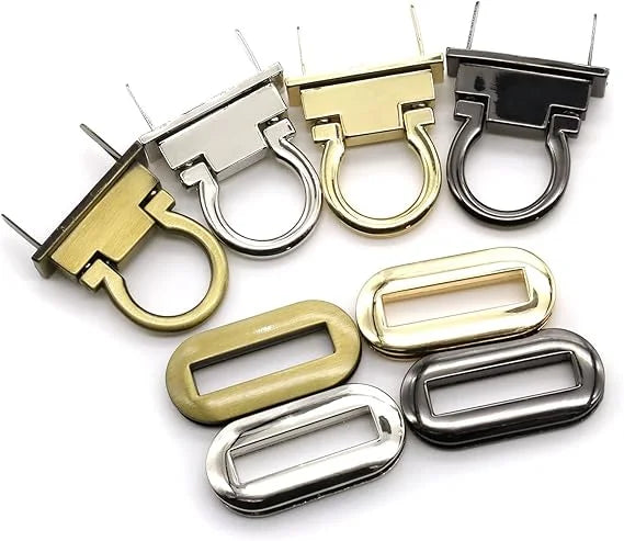 Ring Turn Lock Clasp Purse Closure Twist Locks Fasteners Clip Clasp Buckles for DIY Handbag and  Closure Purse Making Supplies
