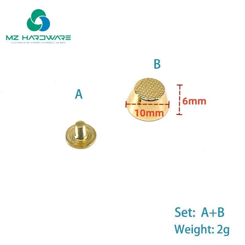 MZ Hot Selling Metal Bag Feet Metal Rivet Studs Leather Clothing Round Bucket Rivets for Handmade Leather Goods Bags