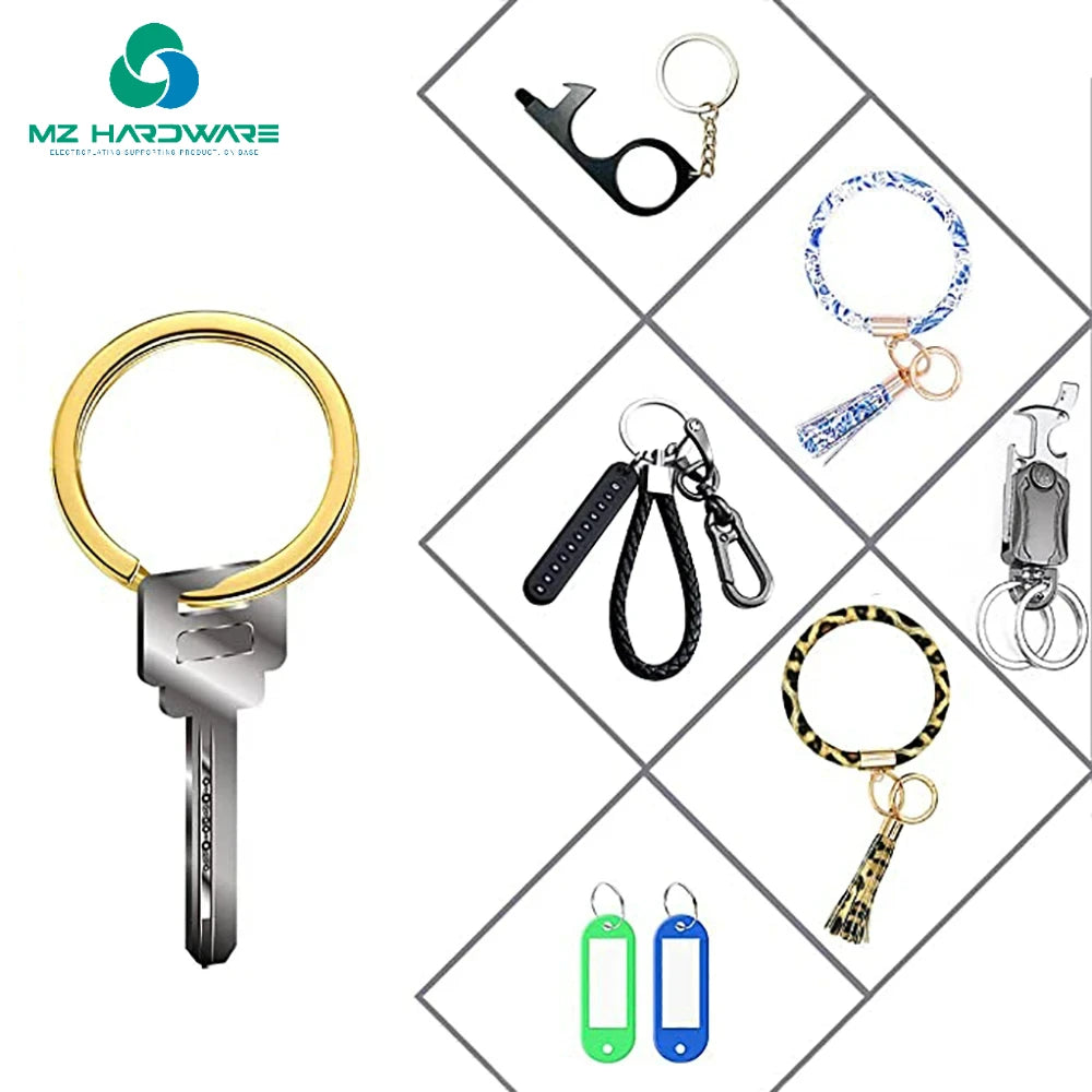MZ High Quality Plated Keyring Hardware Keychain Metal Keychain Keyring Flat Ring Inner Diameter