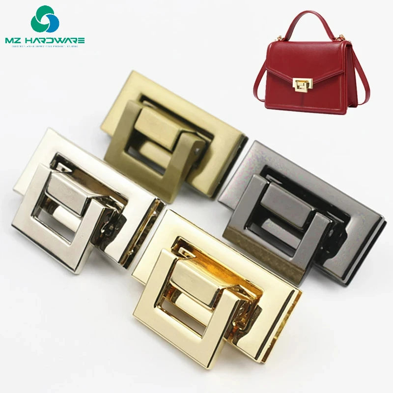 MZhardware High Quality Twist Lock Turn Handbag Hardware Accessories Professional Square Metal Buckle for Handbags
