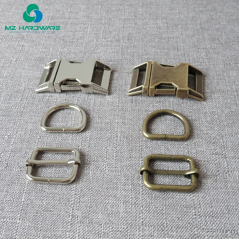 MZ 25mm Heavy Metal D Ring Adjuster Belt Straps Slider Release Buckle Clasp for Pet Dog Collar Necklace DIY Accessories 3Pcs/Set