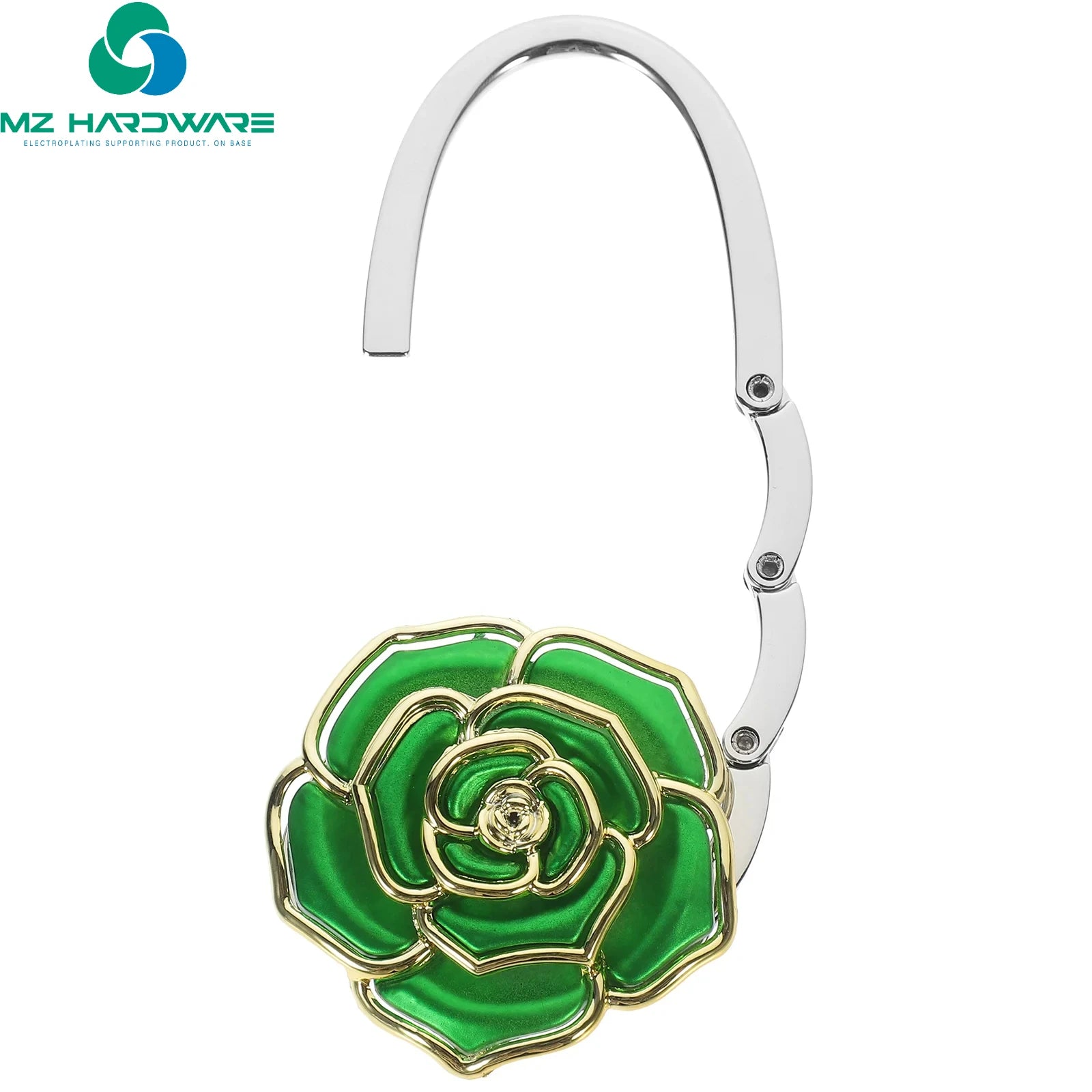 MZ Foldable Lock Hanger Bag Holder Key Flower Hook Purse Desk Hanging Bracket Multi Purpose Hooks Zinc Alloy Acrylic Portable