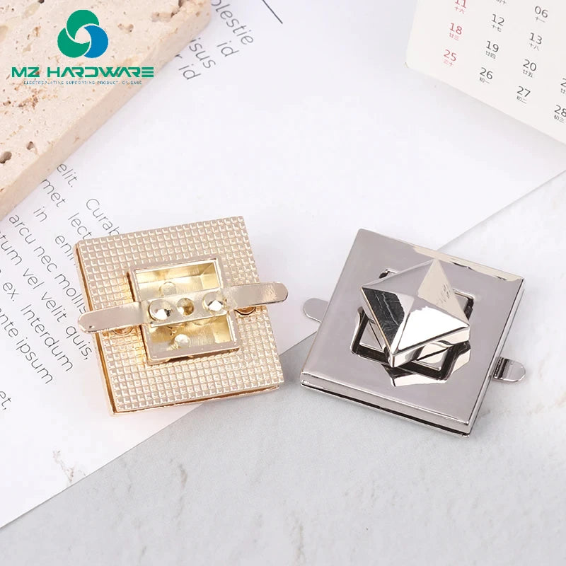MZhardware Square Shape Clasp Turn Lock Twist Locks for DIY Women Bag Messenger Handbag Purse Hardware Luggage Bags Accessories