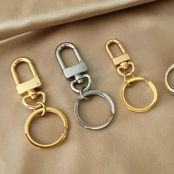 MZhardware High Quality Metal Snap Hook Swivel Clip with Keyring Polished Lobster Clasp and Steel Key Ring for Gift Keychain