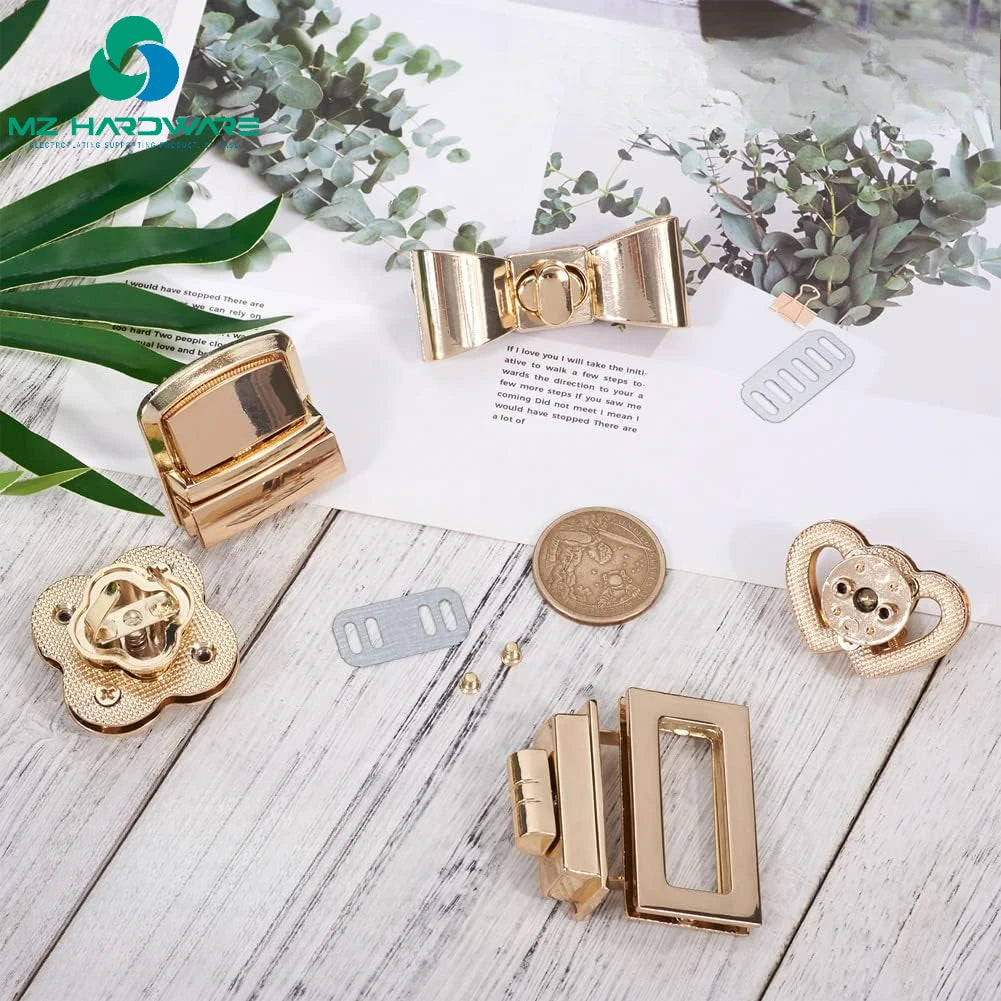 Turn Lock Clasp Purse Clutch Closure Bowknot Heart Flower Rectangle Twist Lock Fastener Handbag Bag Hardware Accessory