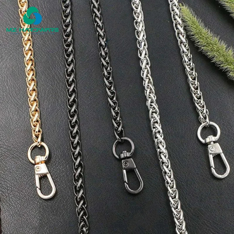 MZ Adjustable Chain Strap for Crossbody Leather and Steel Chain Strap with Ring Crossbody Replacement for Handbag Shoulder Bag