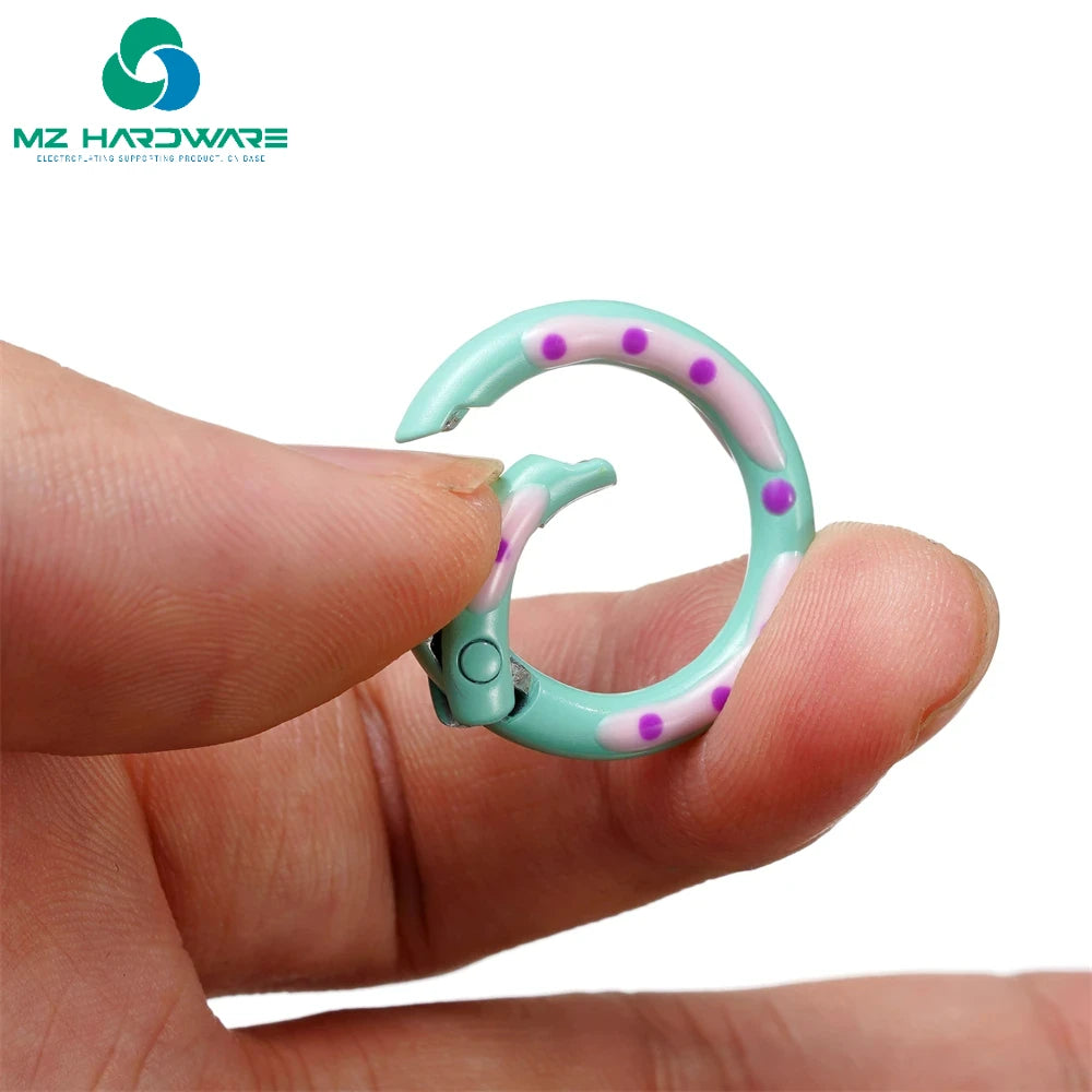 MZhardware Multicolor Metal Round Ring Spring Clasp Carabiner Keychain Clips Hook Dog Chain DIYJewelry Buckle Connector Supplies