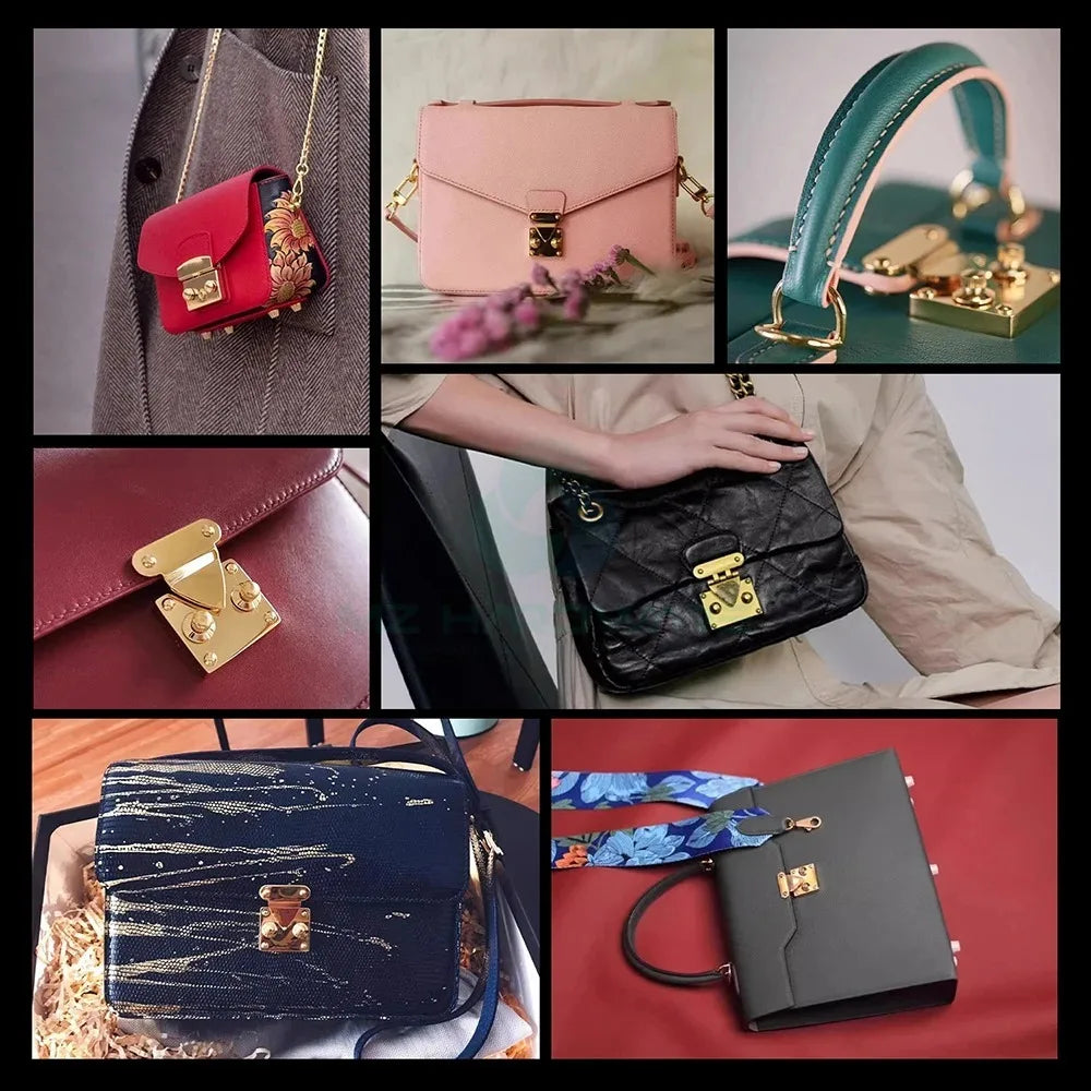 MZhardware Custom Metal Push Lock Hardware Fittings Factory Design Press Handbag Logo Color Custom Bag DIY Bag Accessories