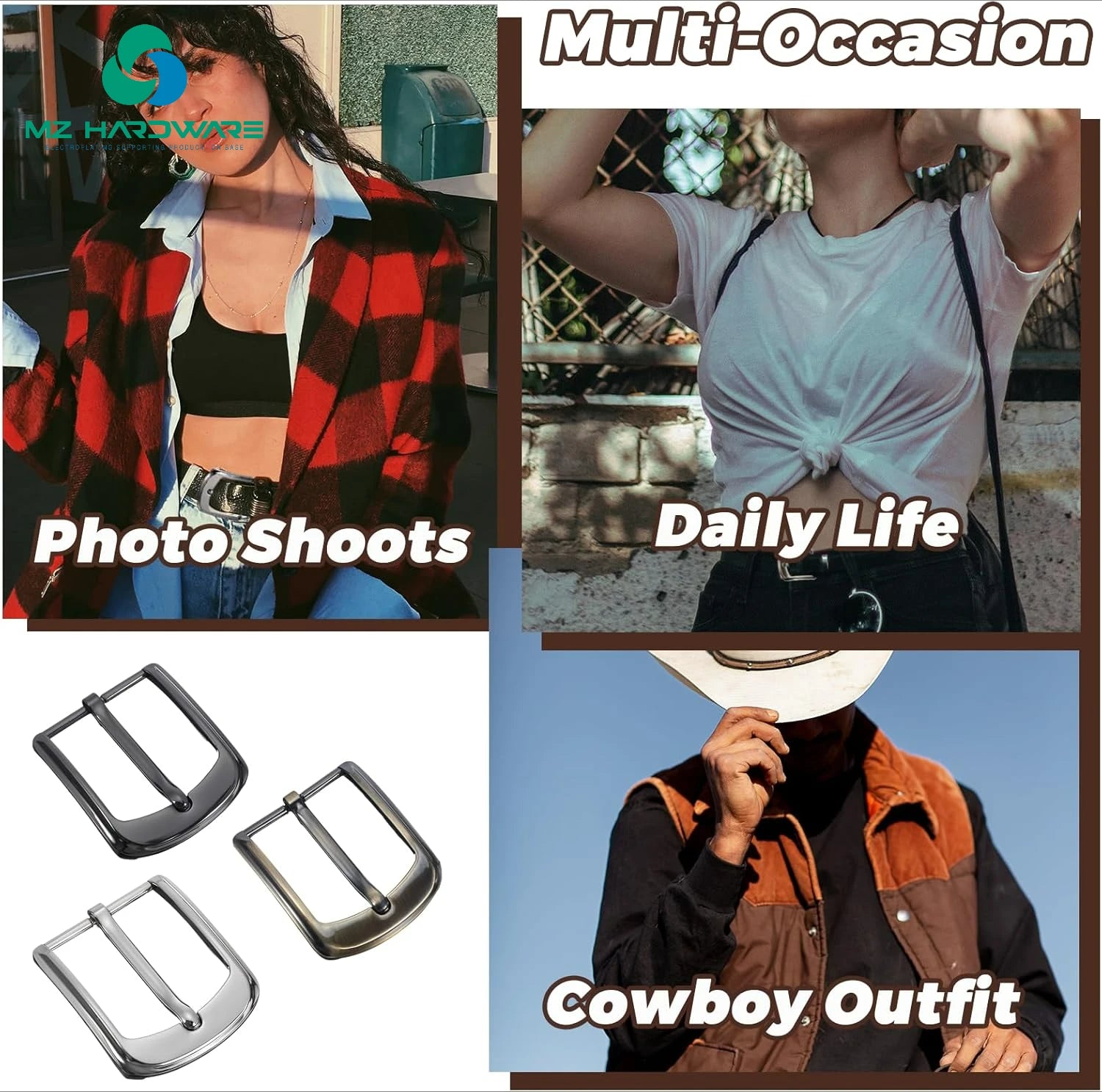 MZ High Quality Metal Belt Buckle 40 Mm(1.6 Inch),Single Prong Square Replacement Belts Buckles Classic Belts Buckles for Men