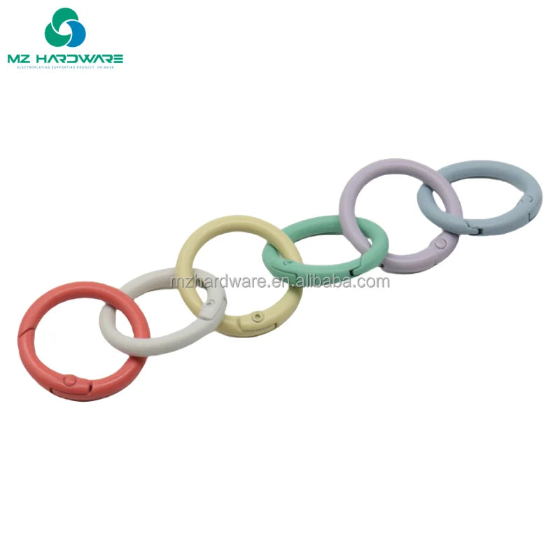 MZ DIY Luxury Jewelry Accessories Keychain Metal Paint Opening Ring Spring Buckle Colorful Spring Pendant for Luggage/Car/Key