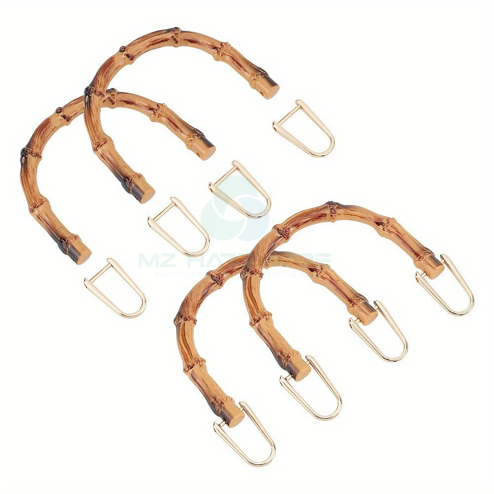 MZhardware DIY Special Purse Replacement Parts Wooden Bag Handle with Alloy U-Shaped Rings Wallet Making Accessories