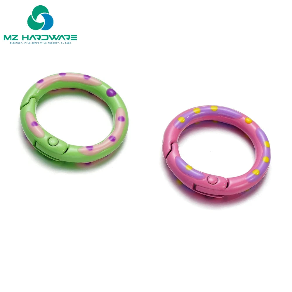 MZhardware Multicolor Metal Round Ring Spring Clasp Carabiner Keychain Clips Hook Dog Chain DIYJewelry Buckle Connector Supplies