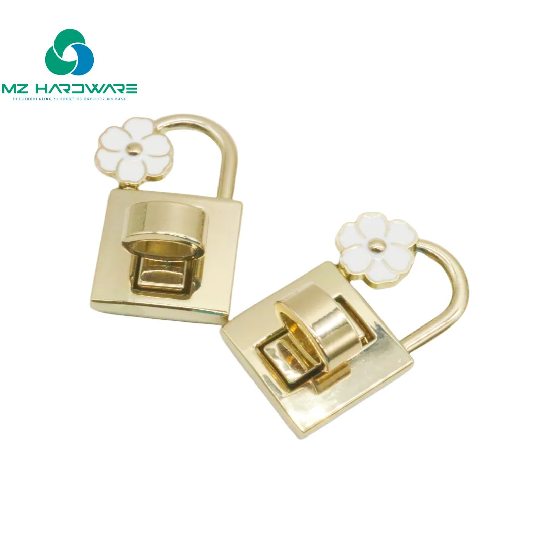 Wholesale Custom Zinc Alloy Metal Flower Locks Turn Locks Leather Bags Luggage Ring Buckle Accessories Handbag Metal Turn Locks
