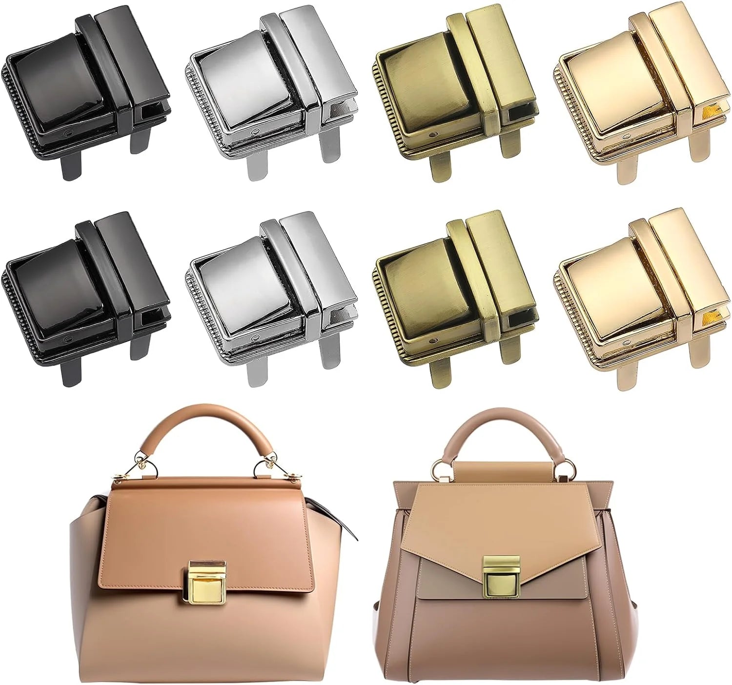 MZ Tuck Lock Clasp Catch Purse Thumb Lock Fasteners Tongue Lock Handbag Wallet Hardware for DIY Craft Bag Handbag Making