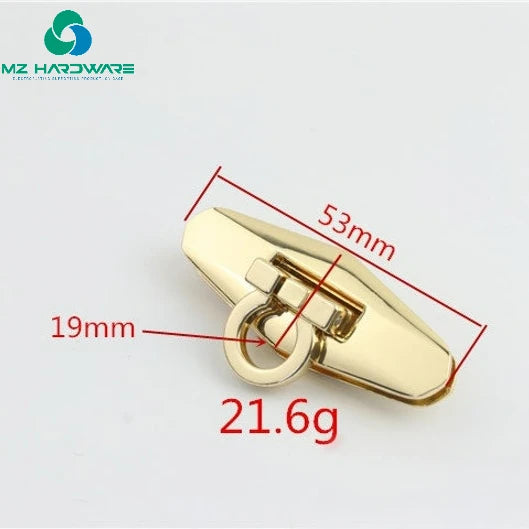 MZhardware High Quality Gold Die-casting Twist Lock Buckle Oval Lock for Luxury Leather Bags and DIY Handmade Bags