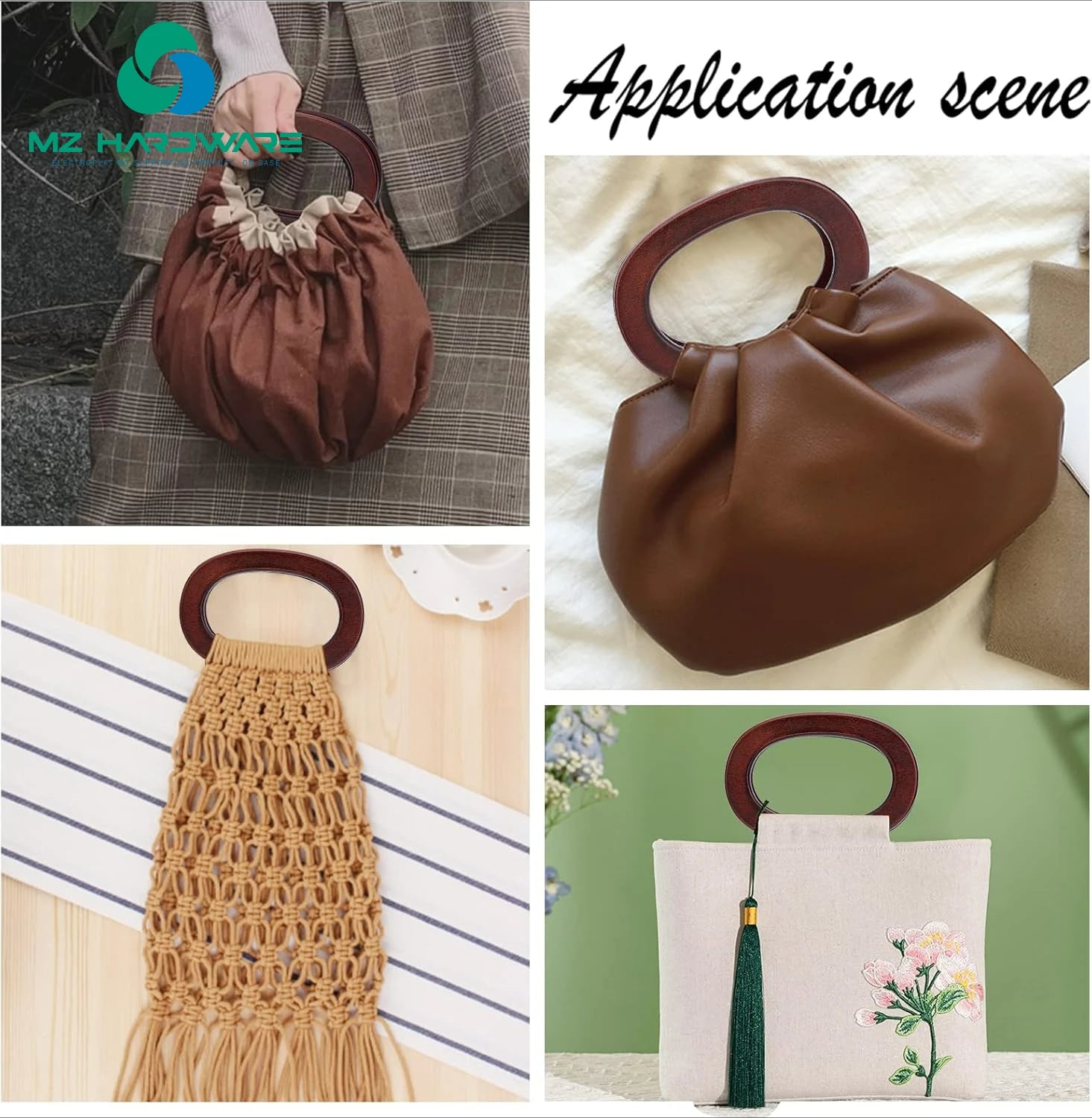 Oval Handbag Handle, Wooden Purse Handles Replacement Handmade Bag Purse Making Handles Decorative Handbag