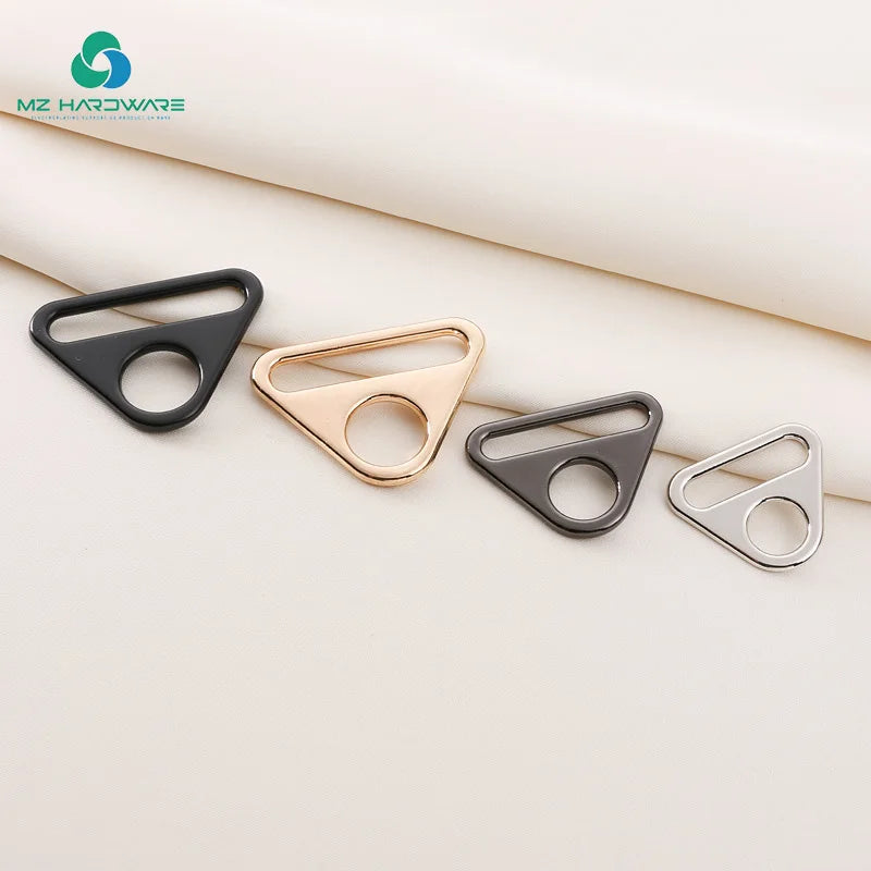 Various Size Metal Triangle Ring Buckle Zinc Sliders Bag Accessories Square D Ring Plated Clip Plate for Luggage Accessories