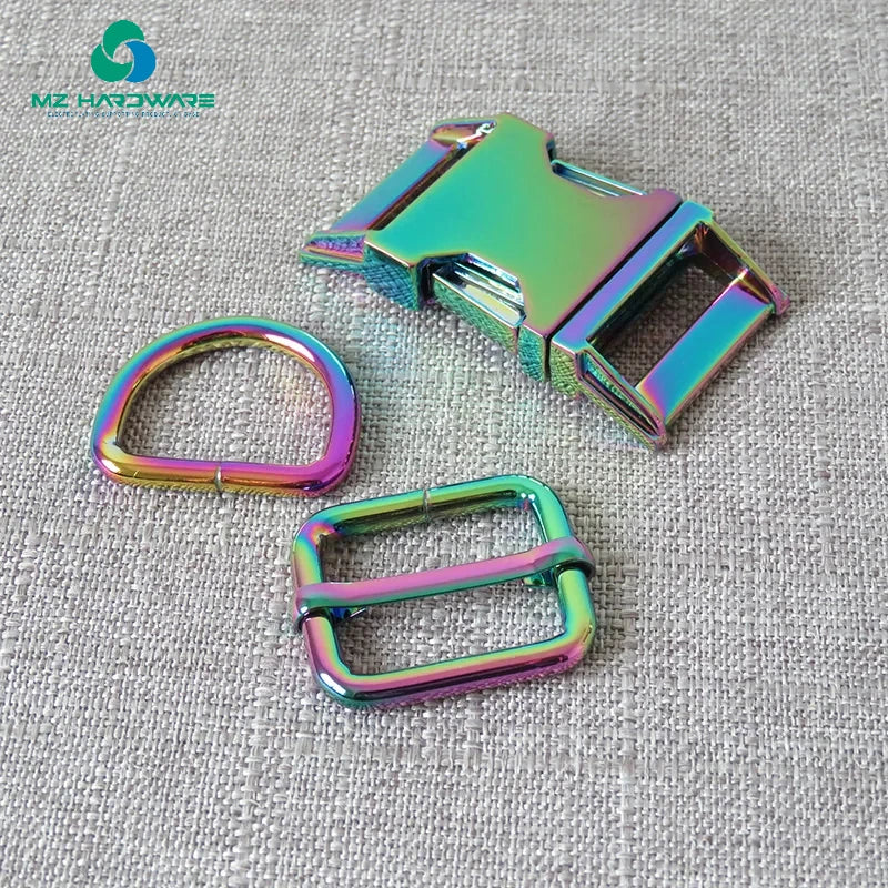 MZ 25mm Heavy Metal D Ring Adjuster Belt Straps Slider Release Buckle Clasp for Pet Dog Collar Necklace DIY Accessories 3Pcs/Set