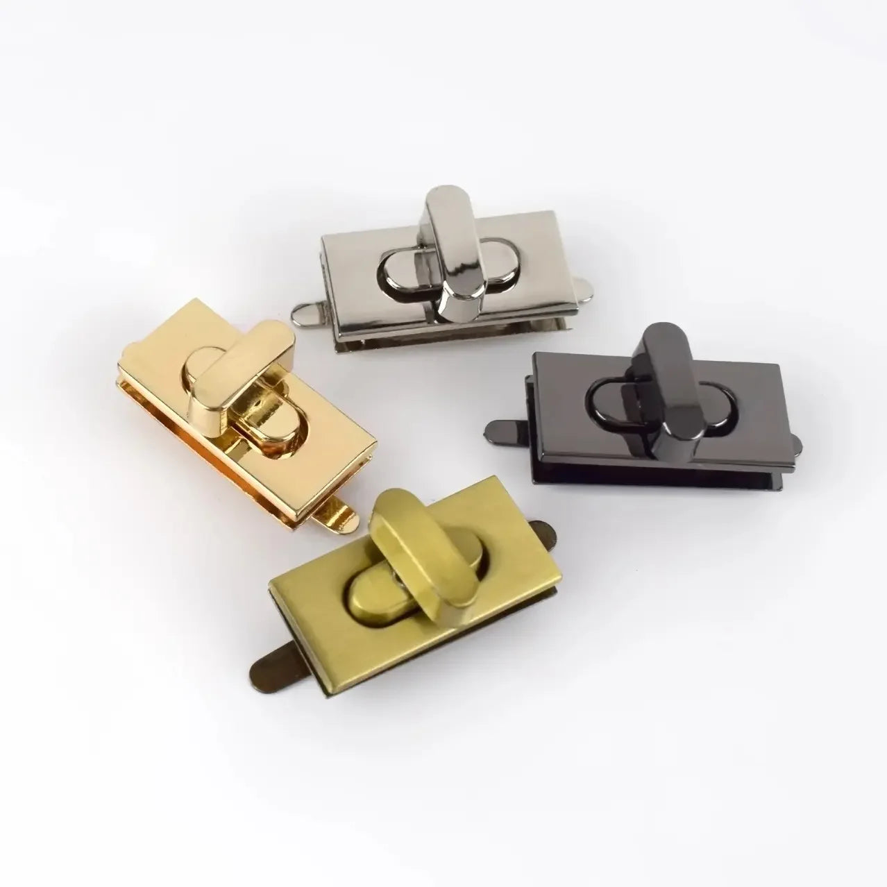 Most Popular Luxury Rectangle Leather Handbag with Turn Lock Hardware General Quality Turn Twist Bag Accessory
