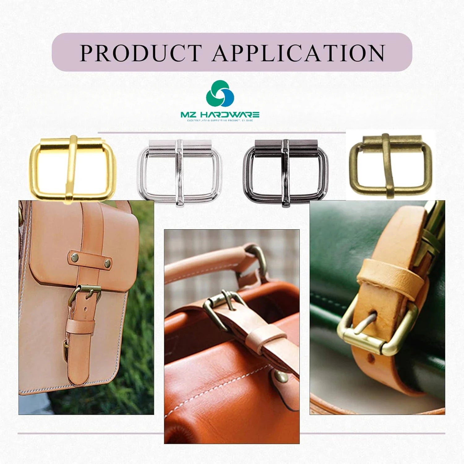 MZhardware Metal Roller Buckles Single Pin Belt Buckles for Hand Bag Shoe Strap Rectangle Ring DIY Decor