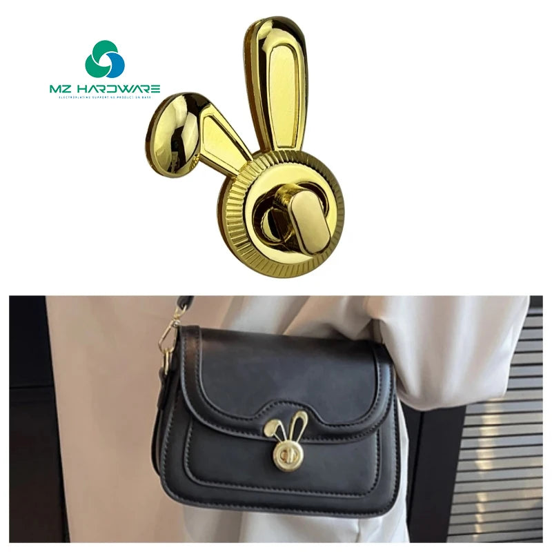 Metal Bag Lock Twist Turn Lock Buckles Accessories for Leather Diy Accessories New Design Rabbit Ears Shape Handbag