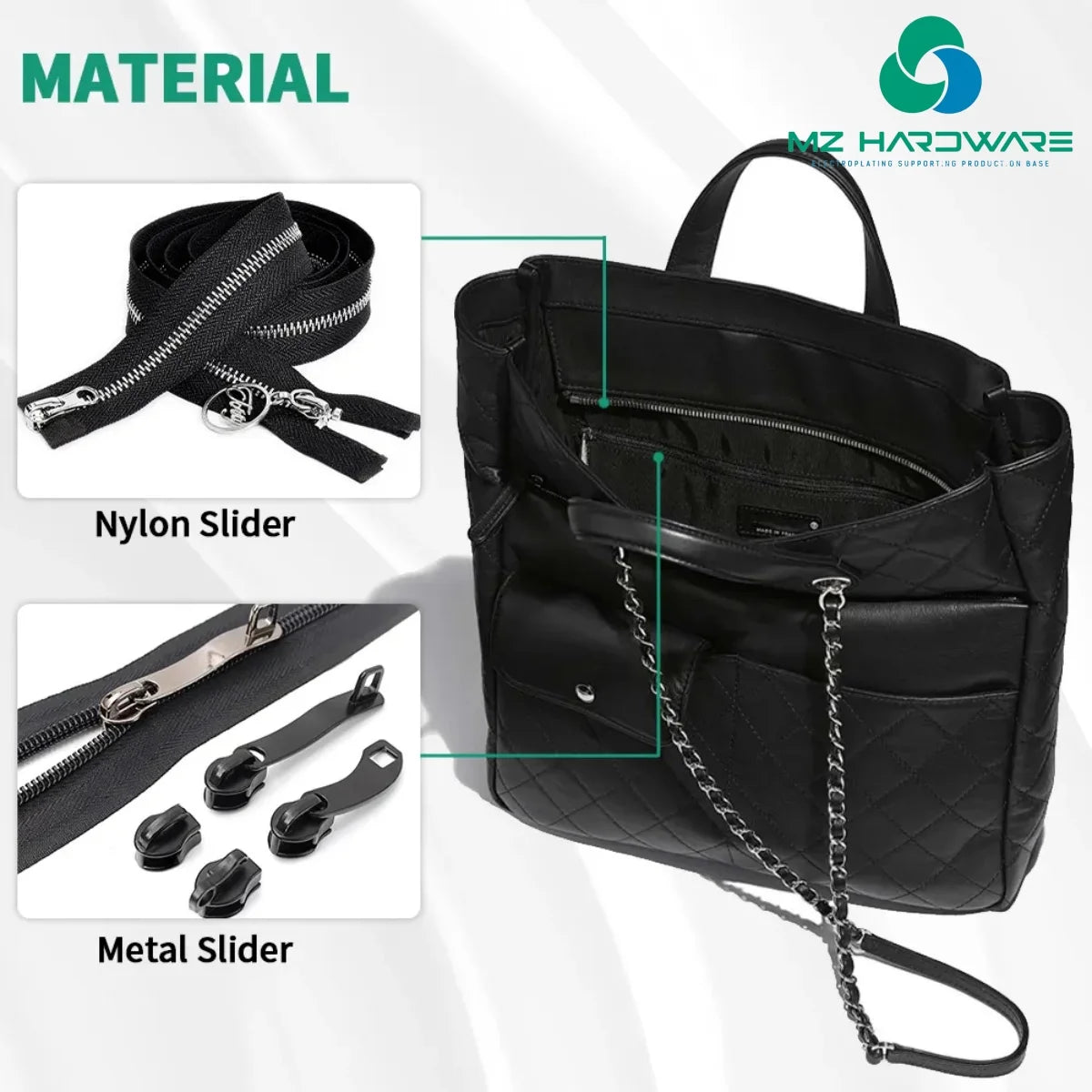 Wholesale Price Stainless Steel Zipper Sliders Zipper Pull Lock Head Zipper Slider and Puller for Bag Accessories