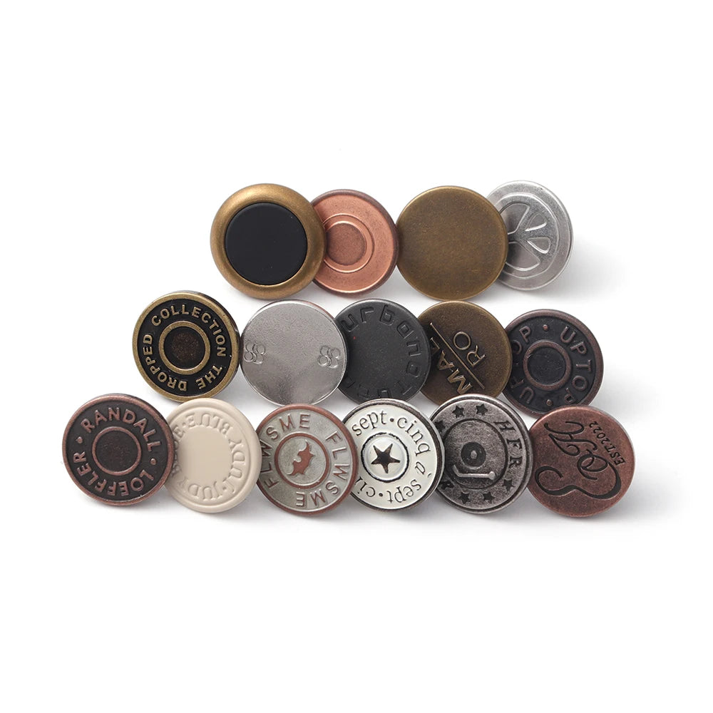 Richbutton 17 Mm Copper Nickle Sliver Double Prong Brass Jeans Rivets Open Cap Metal Button for Jeans
