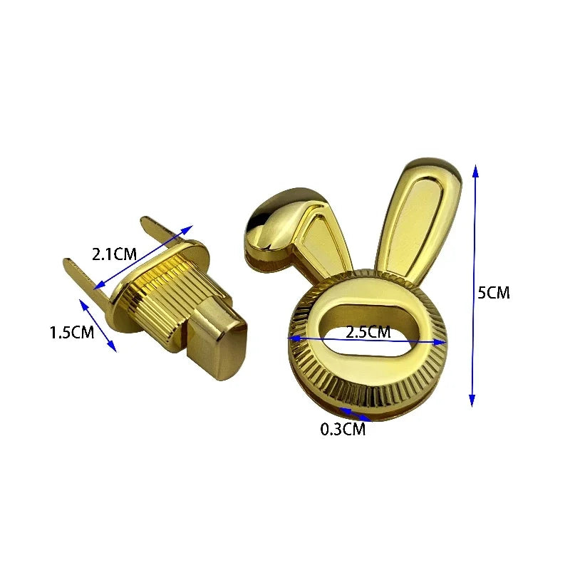 Metal Bag Lock Twist Turn Lock Buckles Accessories for Leather Diy Accessories New Design Rabbit Ears Shape Handbag