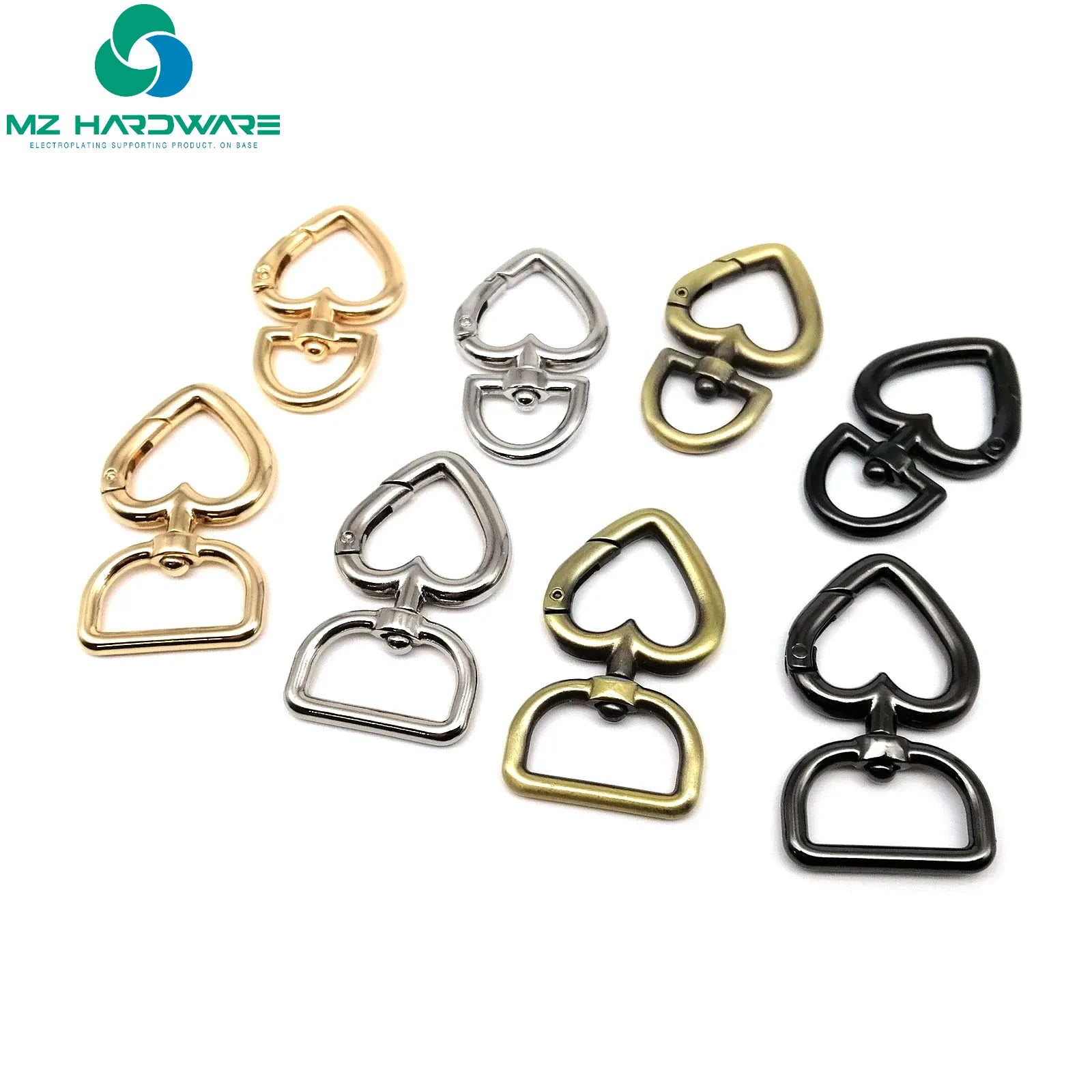 Peach Heart Shape Key Findings Snap Clasp Trigger Hook Carabiner Spring Open O Belt Strap Buckle Leather Bag Handbag Accessories