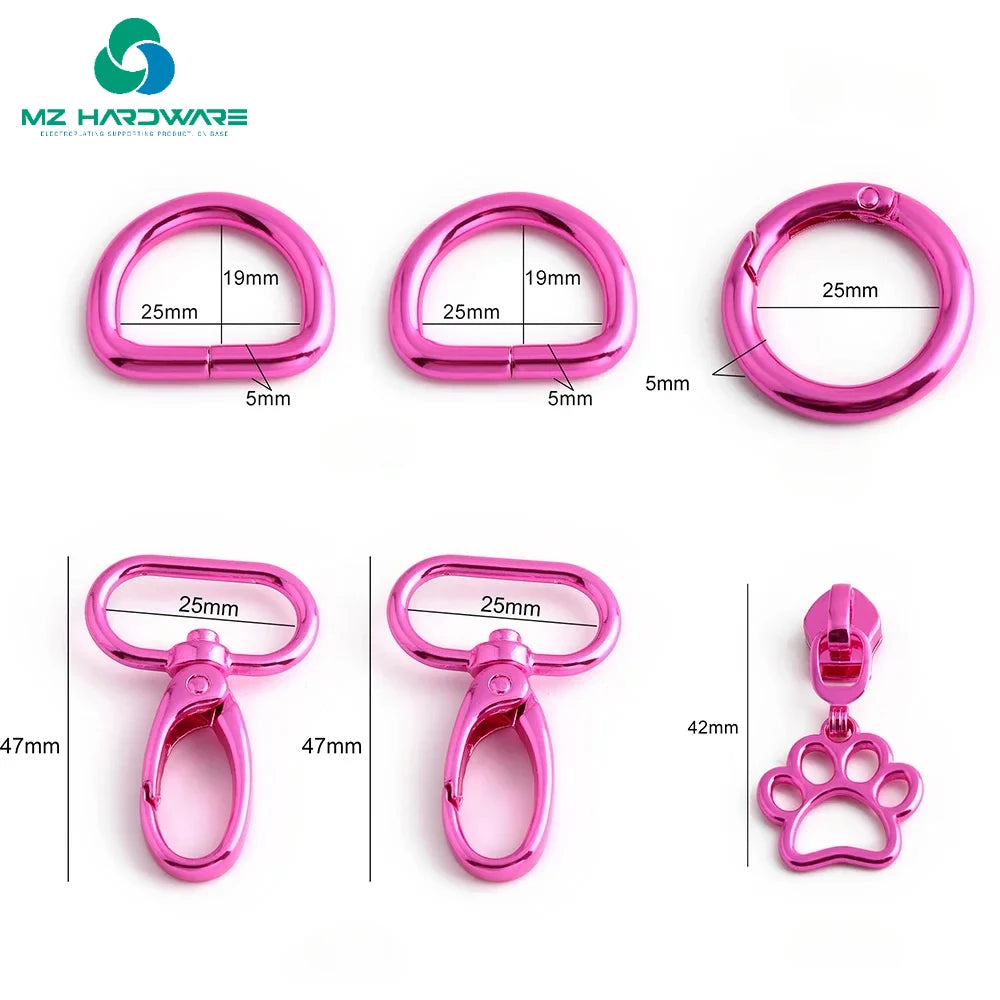 High QualityPink Bag Strap Hook Buckle Metal Slider Puller for Handbag Purse Swivel Clasp Hook D Ring O Ring Accessories