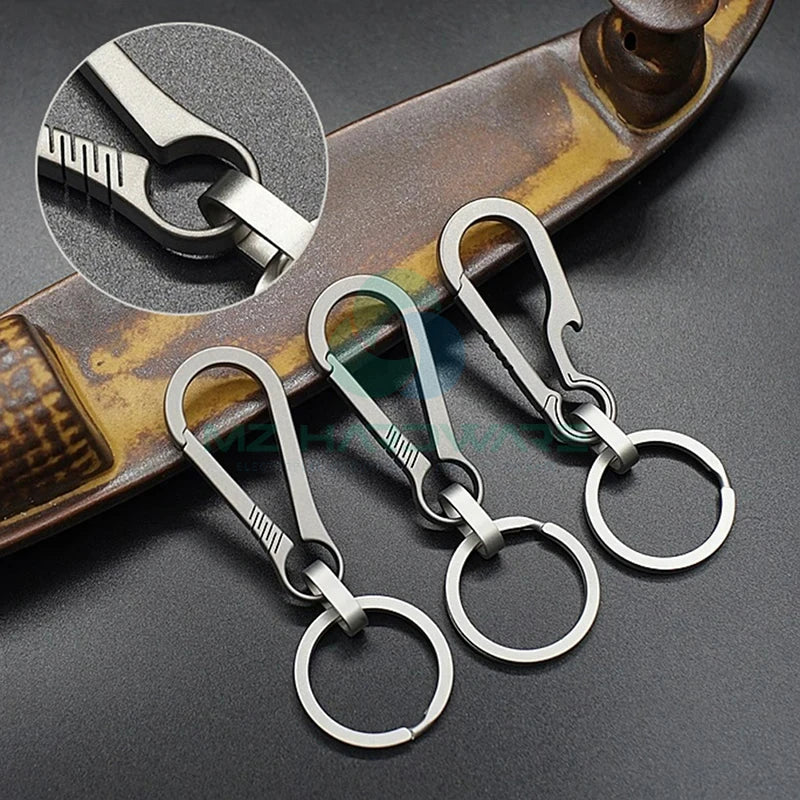 MZ Titanium Small Carabiner Keychain Quick Release Key Holder with Bottle Opener Anti-Lost DIY Bag Accessory