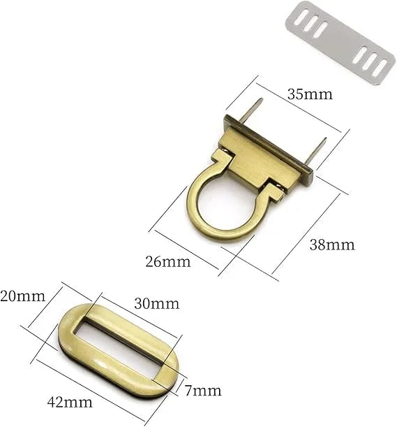 Ring Turn Lock Clasp Purse Closure Twist Locks Fasteners Clip Clasp Buckles for DIY Handbag and  Closure Purse Making Supplies