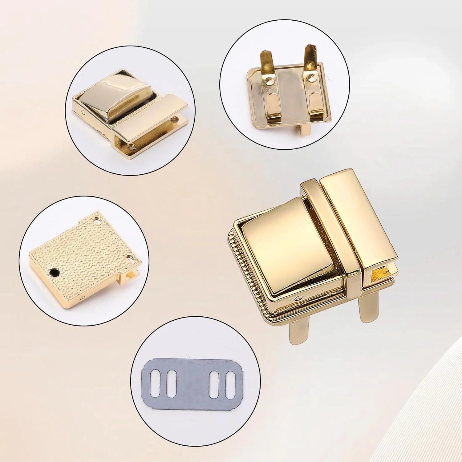 MZ Tuck Lock Clasp Catch Purse Thumb Lock Fasteners Tongue Lock Handbag Wallet Hardware for DIY Craft Bag Handbag Making