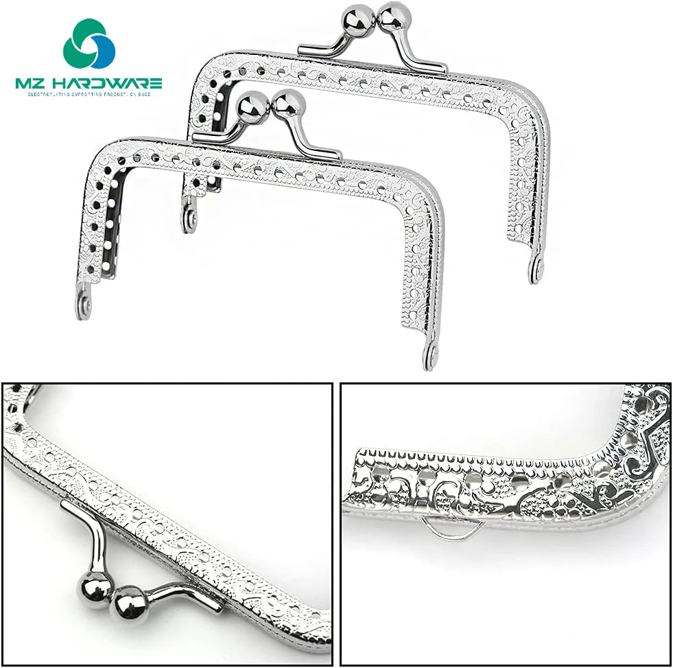 MZhardware Round Bead Head 8.5 CM 10.5CM Square Pattern with Hole Buckle Wallet Frame DIY Material Package Accessories