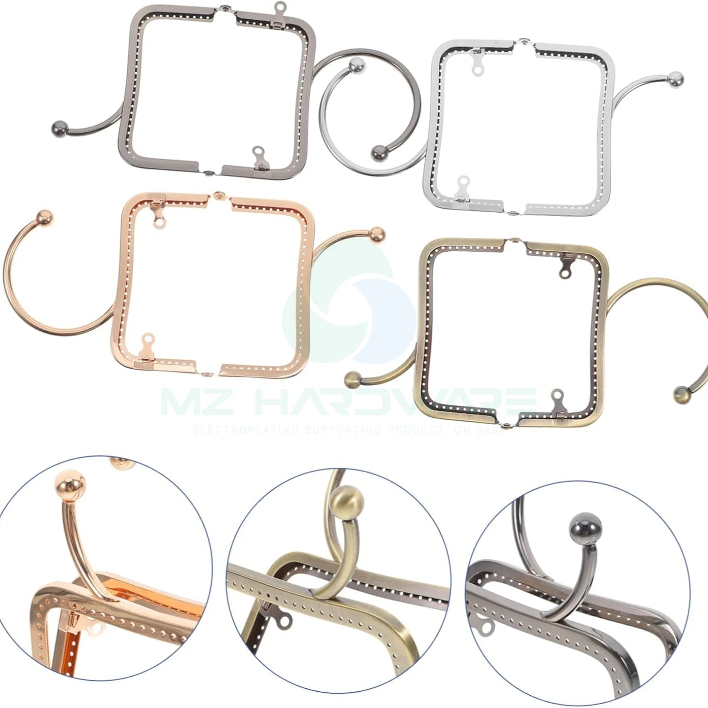 MZ 12.5cm Metal Purse Handle Frames for DIY Handbag Repair Elegant Smooth Grip Fixed Carry Handle for Bag Making Accessories