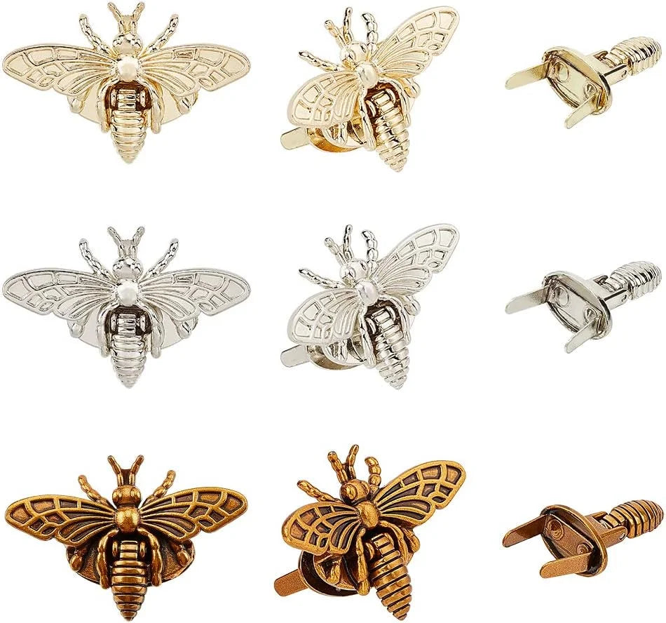 Twist Turn Lock Fashion Hardware for Handbags and Purses Zinc Alloy Bee Shape Honey Bee Lock Luggage Accessories Decorations