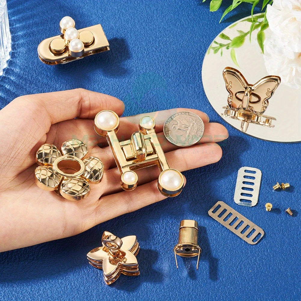 MZhardware Floral Styles Zinc Alloy Bag Clasp & Lock Sets for Purse Flower Styles for DIY Wallet Making Accessories