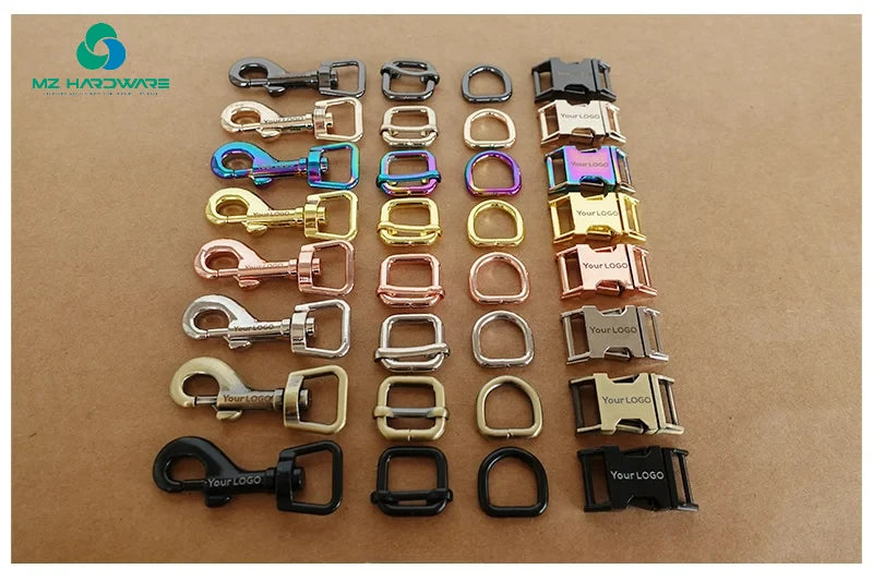 MZ Engraved(adjust Buckle+metal  Buckle+D Buckle+P Clasp)DIY Dog Collar Webbing Sewing Accessory Buckle 8 Colours 4 Sizes