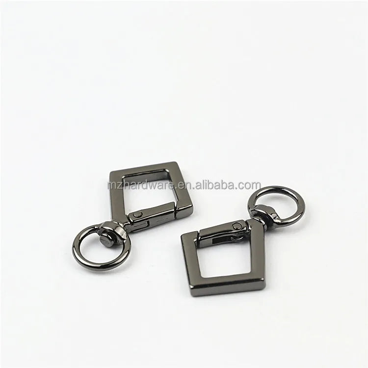 MZ High Quality Zinc Alloy Square Shape Metal Key Ring Spring Gate for Handbag Accessories