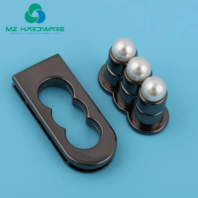 MZhardware Metal Pearl Padlock 42*18mm Twist Turn Locks Bag Lock Wallet Closure Latch Light Gold/Gun Black Bag Hardware