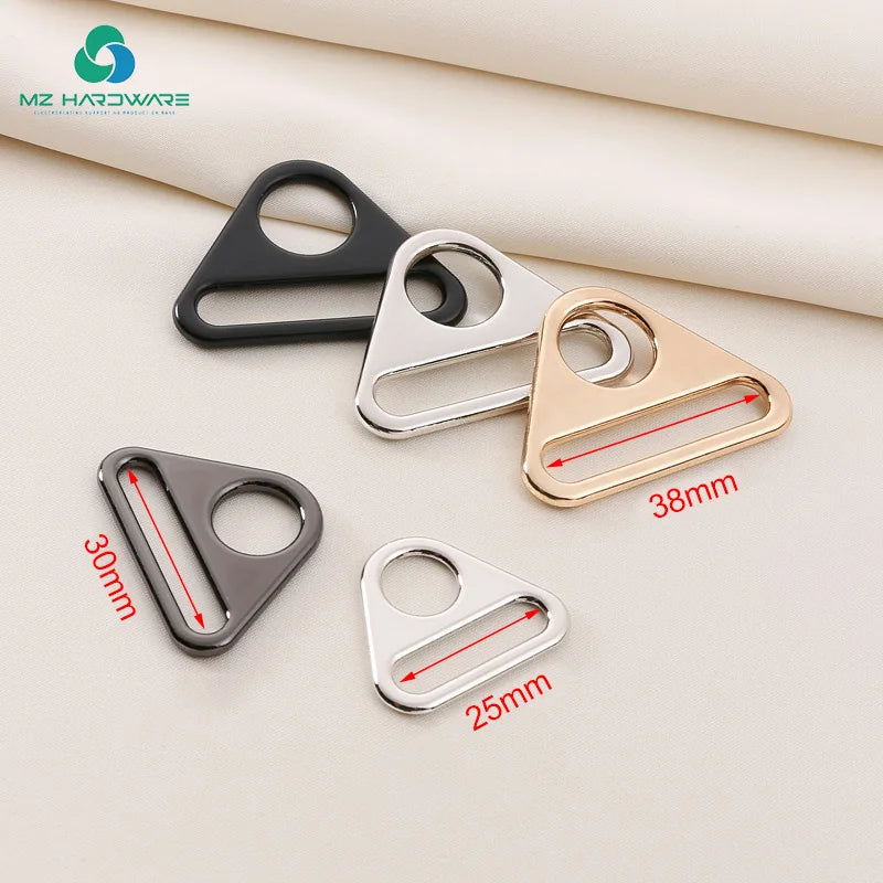 Various Size Metal Triangle Ring Buckle Zinc Sliders Bag Accessories Square D Ring Plated Clip Plate for Luggage Accessories