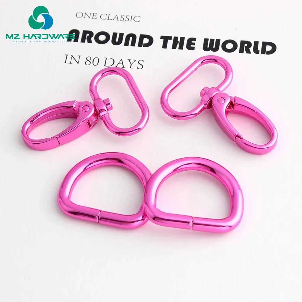 High QualityPink Bag Strap Hook Buckle Metal Slider Puller for Handbag Purse Swivel Clasp Hook D Ring O Ring Accessories