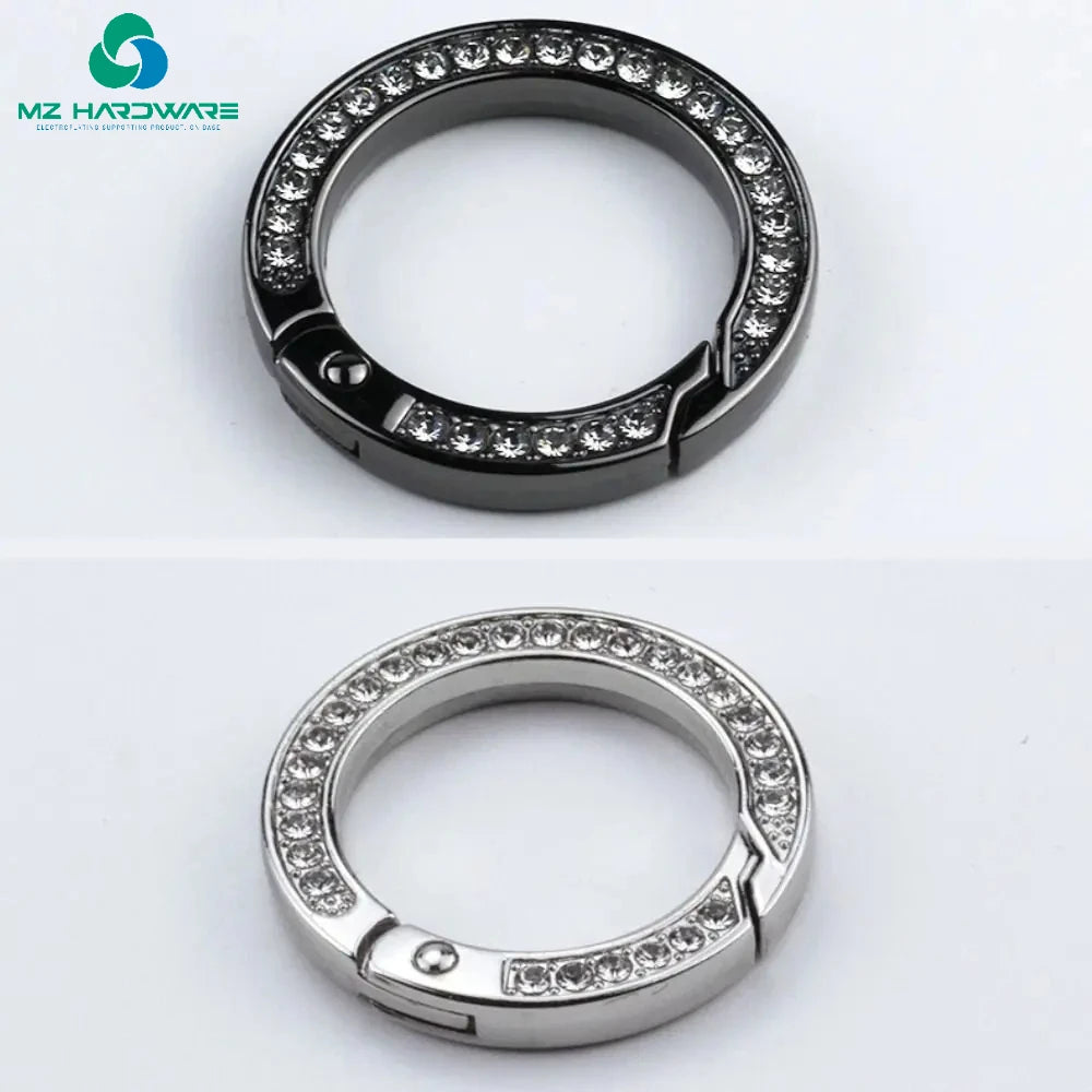MZhardware O Ring Keyring With Diamonds Metal Spring for Keychain Pendant Bag Key Accessories Jewelry Making Supplies Charm