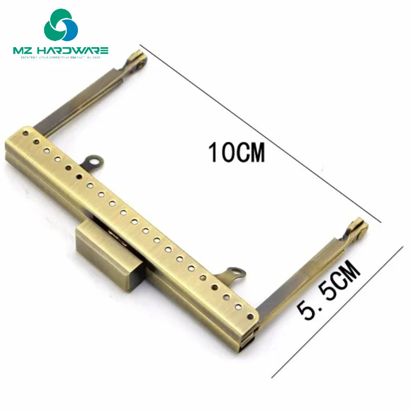 MZ Customized 10.5cm square Smooth Feet Kiss Lock with square Head Gold Plated Mouth Luggage Hardware Clip Wholesale Bag Frame
