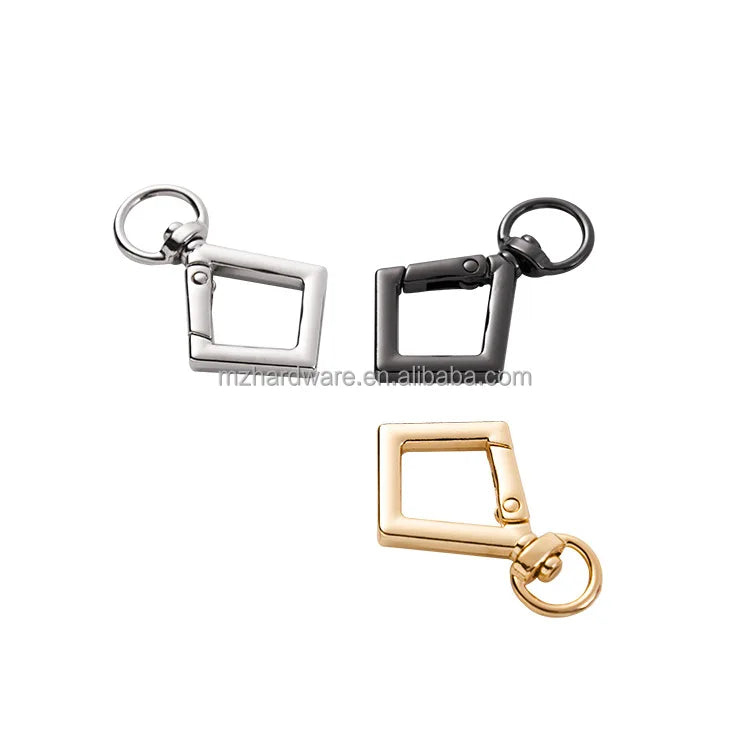 MZ High Quality Zinc Alloy Square Shape Metal Key Ring Spring Gate for Handbag Accessories