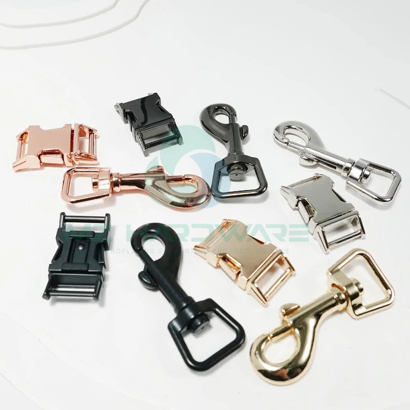 MZhardware Metal Swivel Snaps Hooks with D Rings Side Release Buckles Slide Buckle for Purses Lanyard Dog Collars