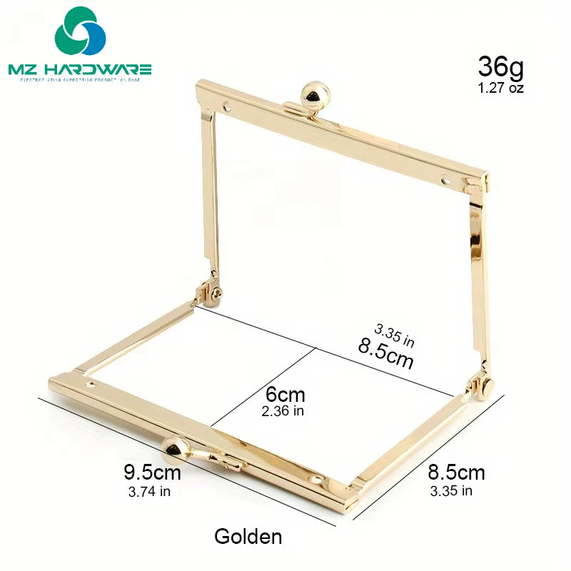 MZhardware Square Ball Bead Coin Purse Metal Frame Kiss Lock Wallet Handle Clutch Suitable for DIY Sewing Craft Bag Handbag