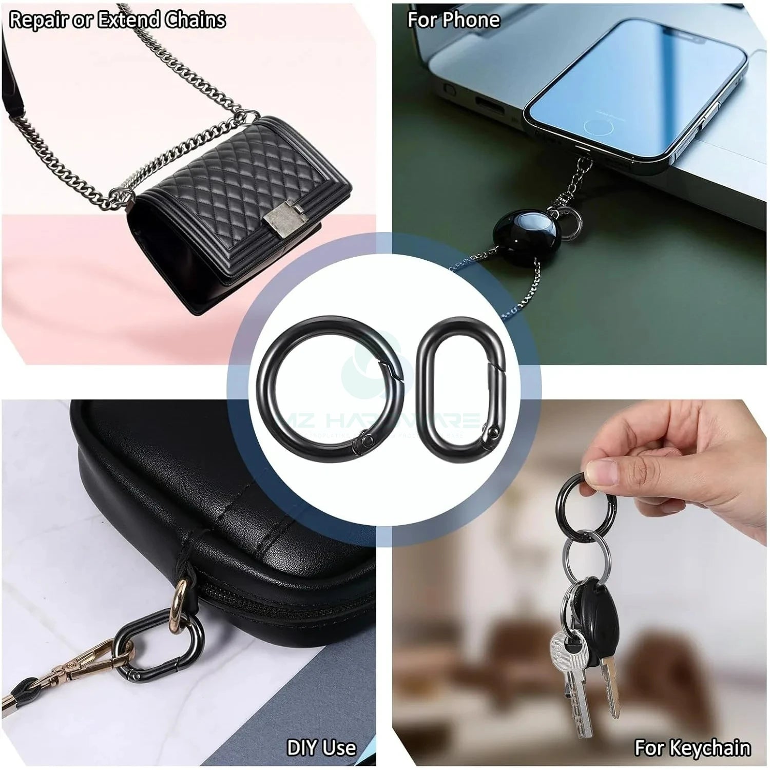 MZ Metal Alloy Ring Circle Round Carabiner Spring Snap Hooks O Gate Ring Circle Shaped Carabiner Circle for Handbag